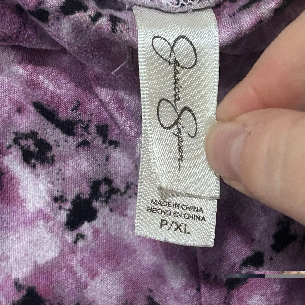 Jessica Simpson 2 Piece Purple PJ Lounge Set Petite XL Long Sleeve Henley